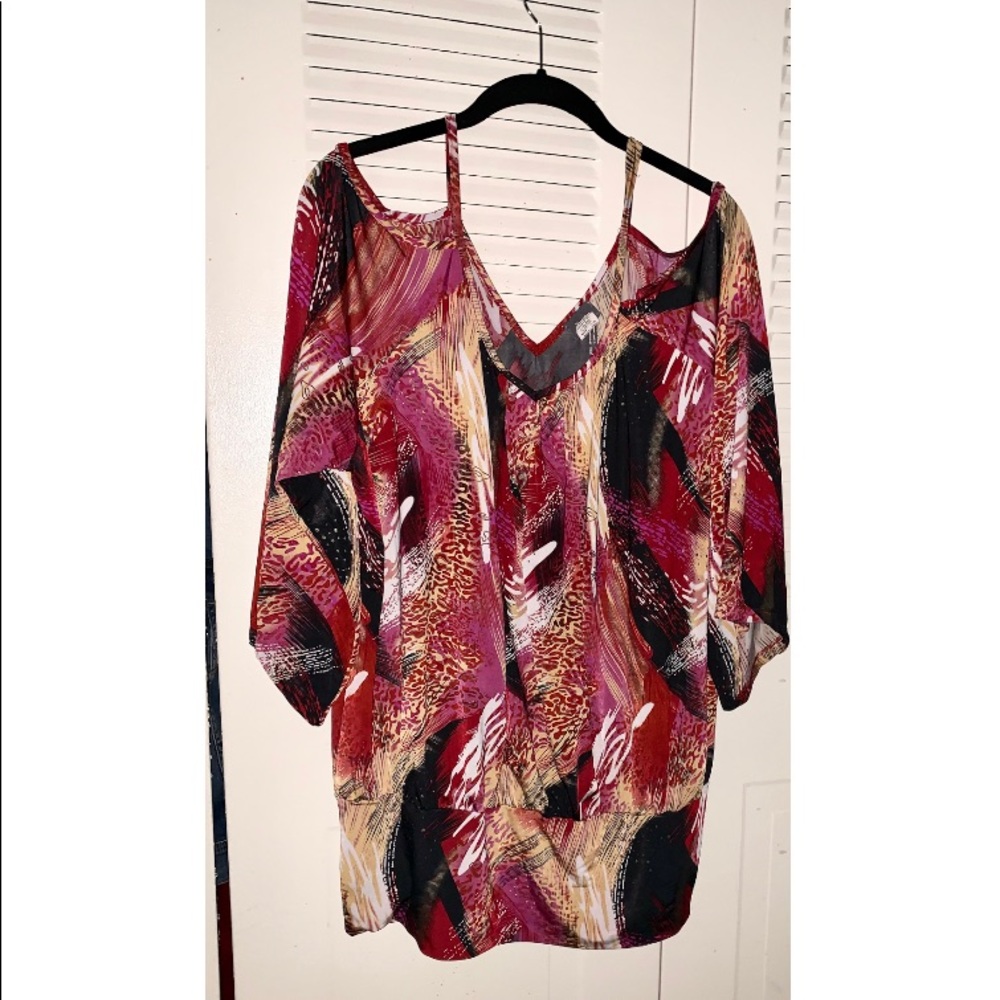 Red Cold Shoulder, Peasant Top